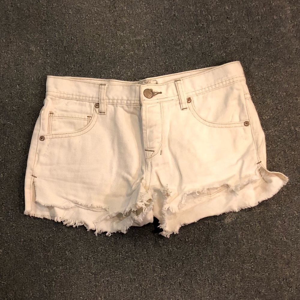Free People White denim shorts